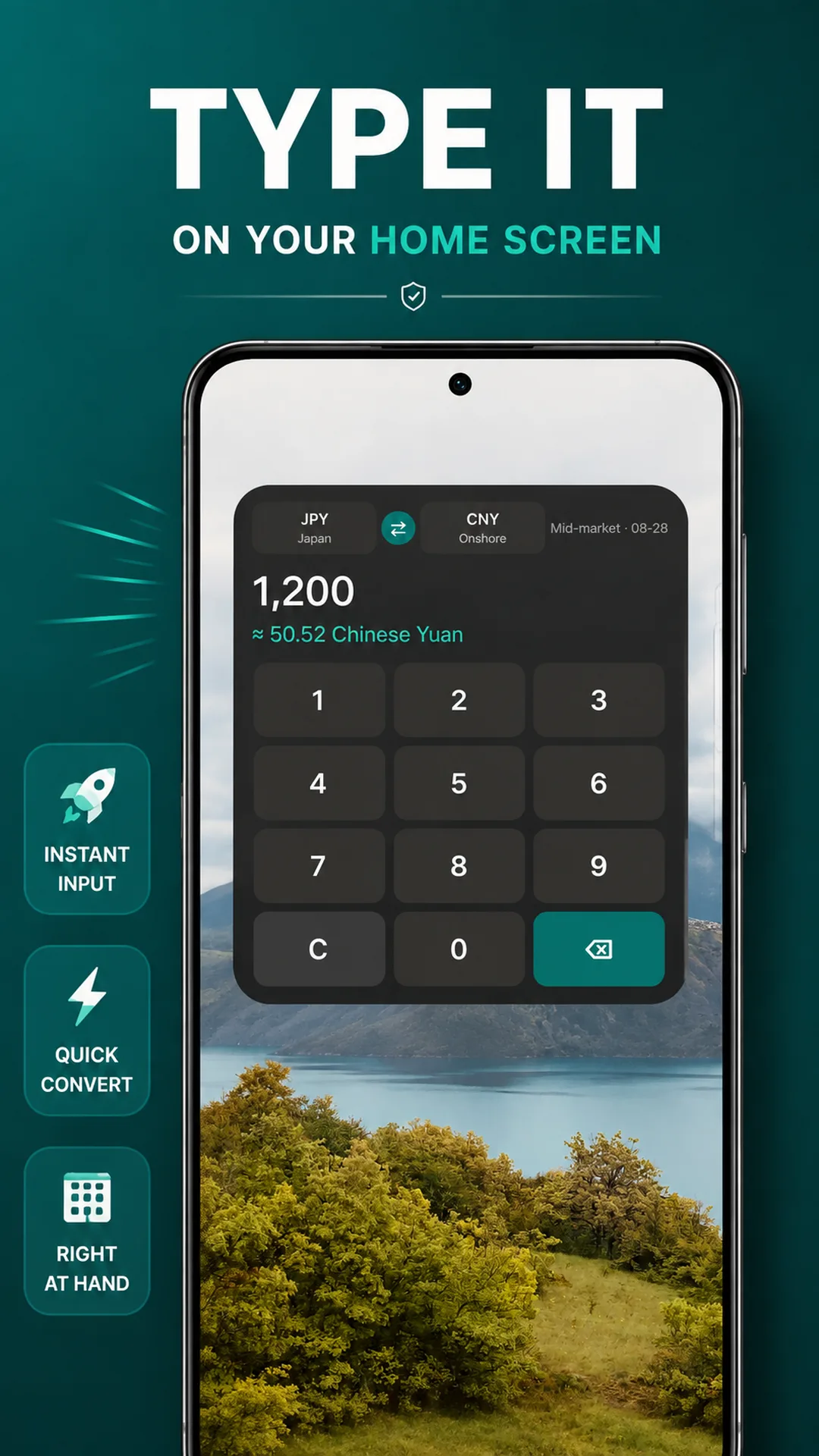 RateKey · Home-screen keypad