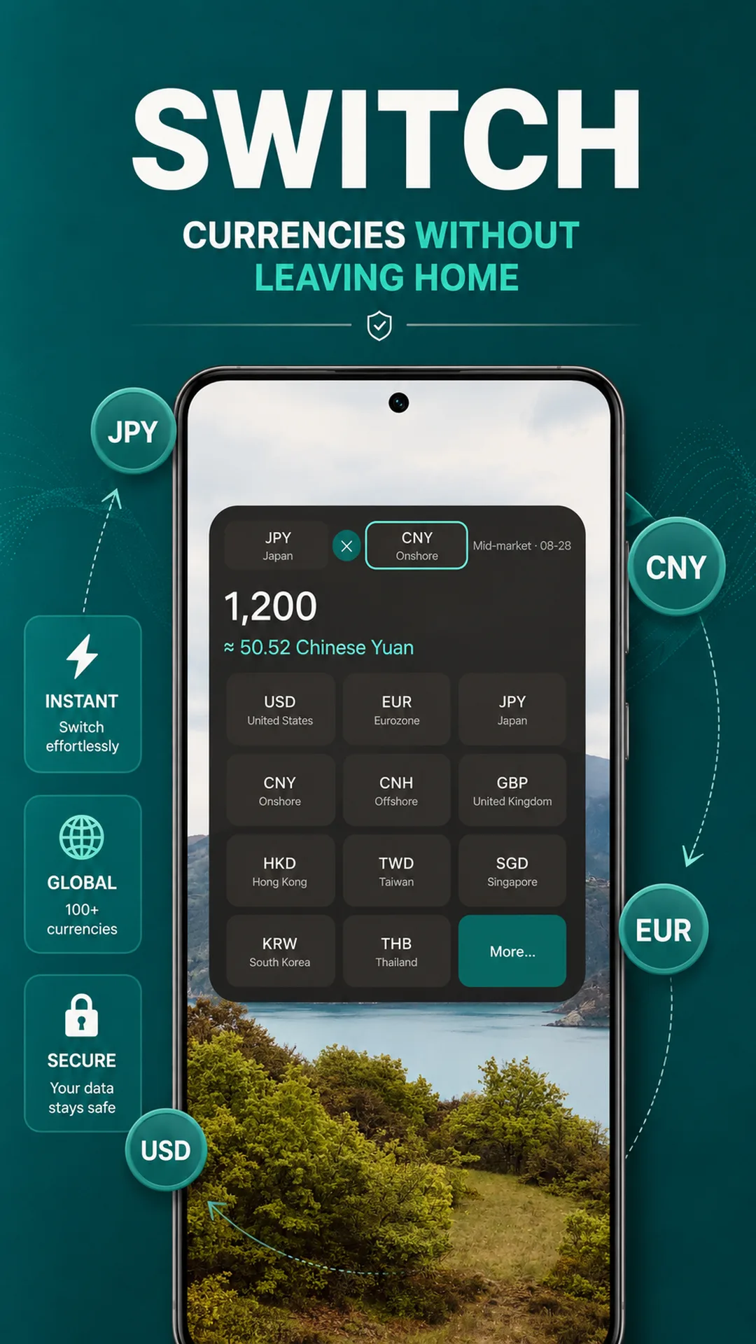 RateKey · Switch currencies
